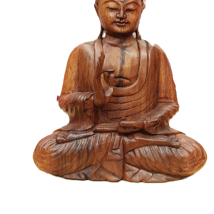 BUDA VITARKA TALLADO A MANO MADERA DE SUAR 30 CMS.